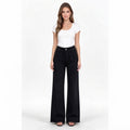 Black High-Rise Wide-Leg Jeans with Patch Pockets