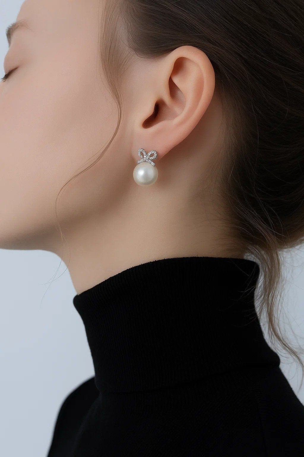 Crystal Bow Pearl Drops