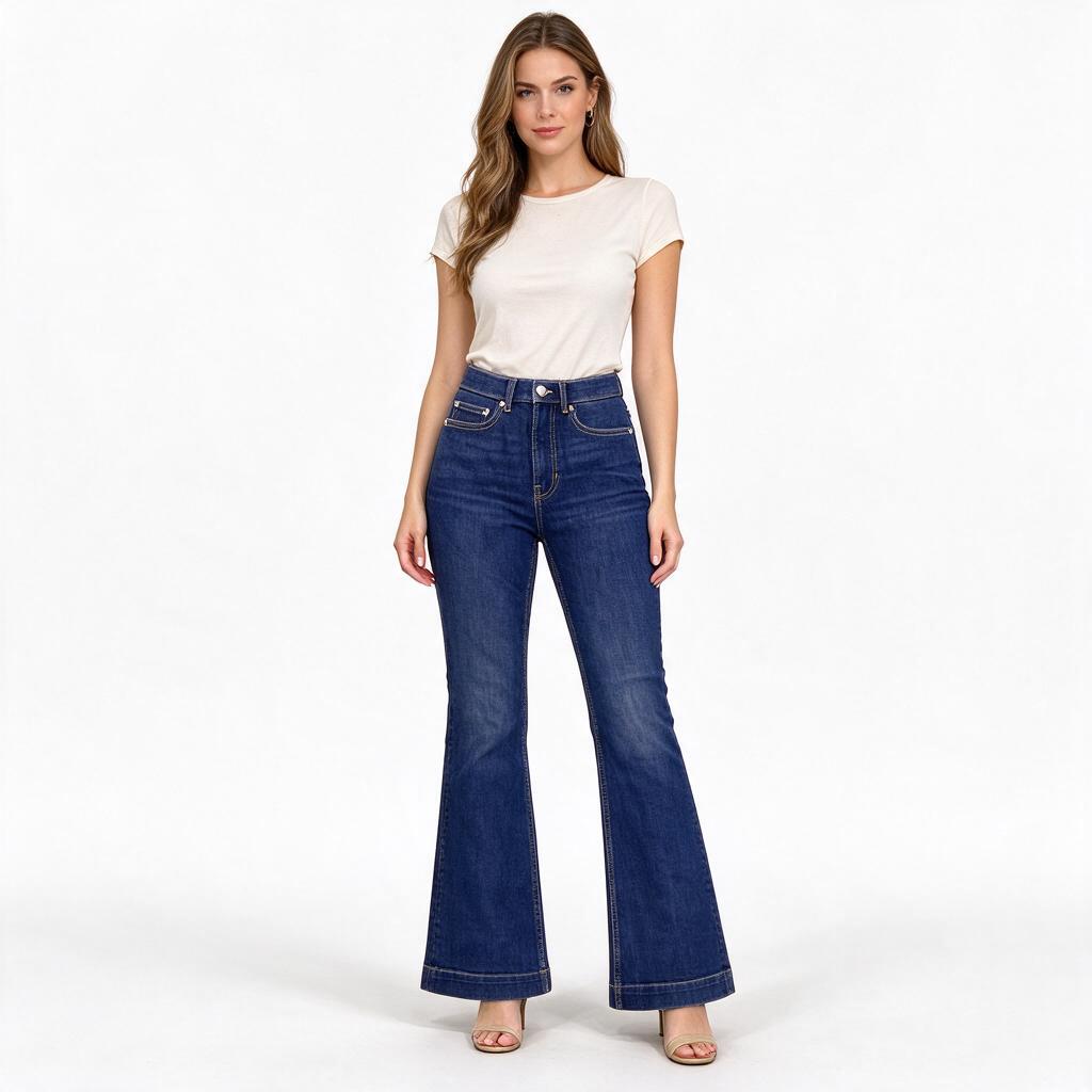 Dark Blue High-Rise Flare Jeans