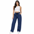 Dark Wash Wide-Leg Denim Mom Jeans