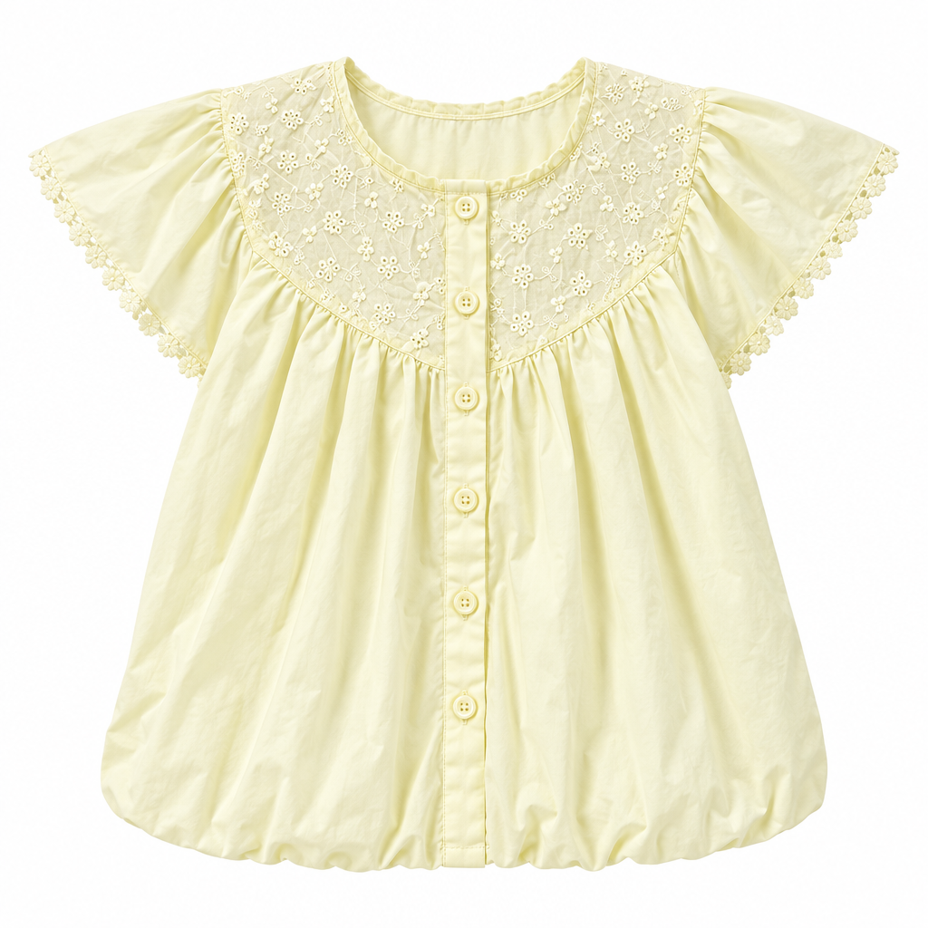 Embroidered Button Front Blouse