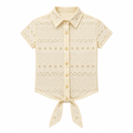 Eyelet Embroidered Front-Tie Blouse