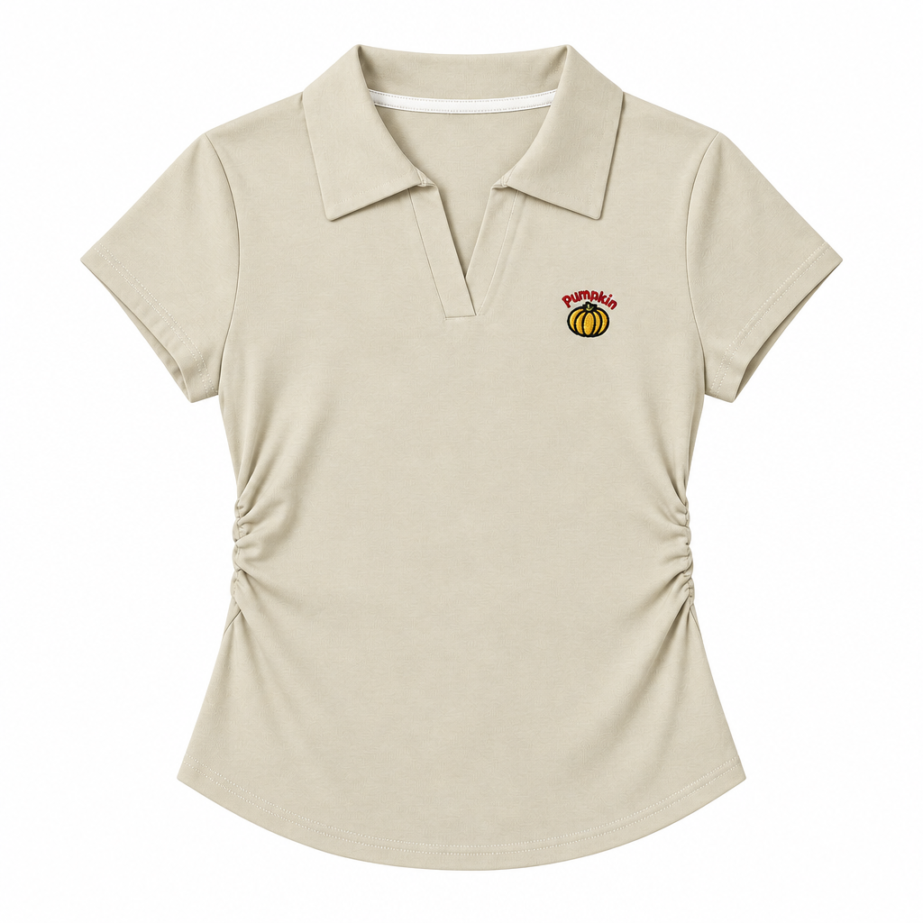 Fitted Polo T-Shirt with Side Ruching