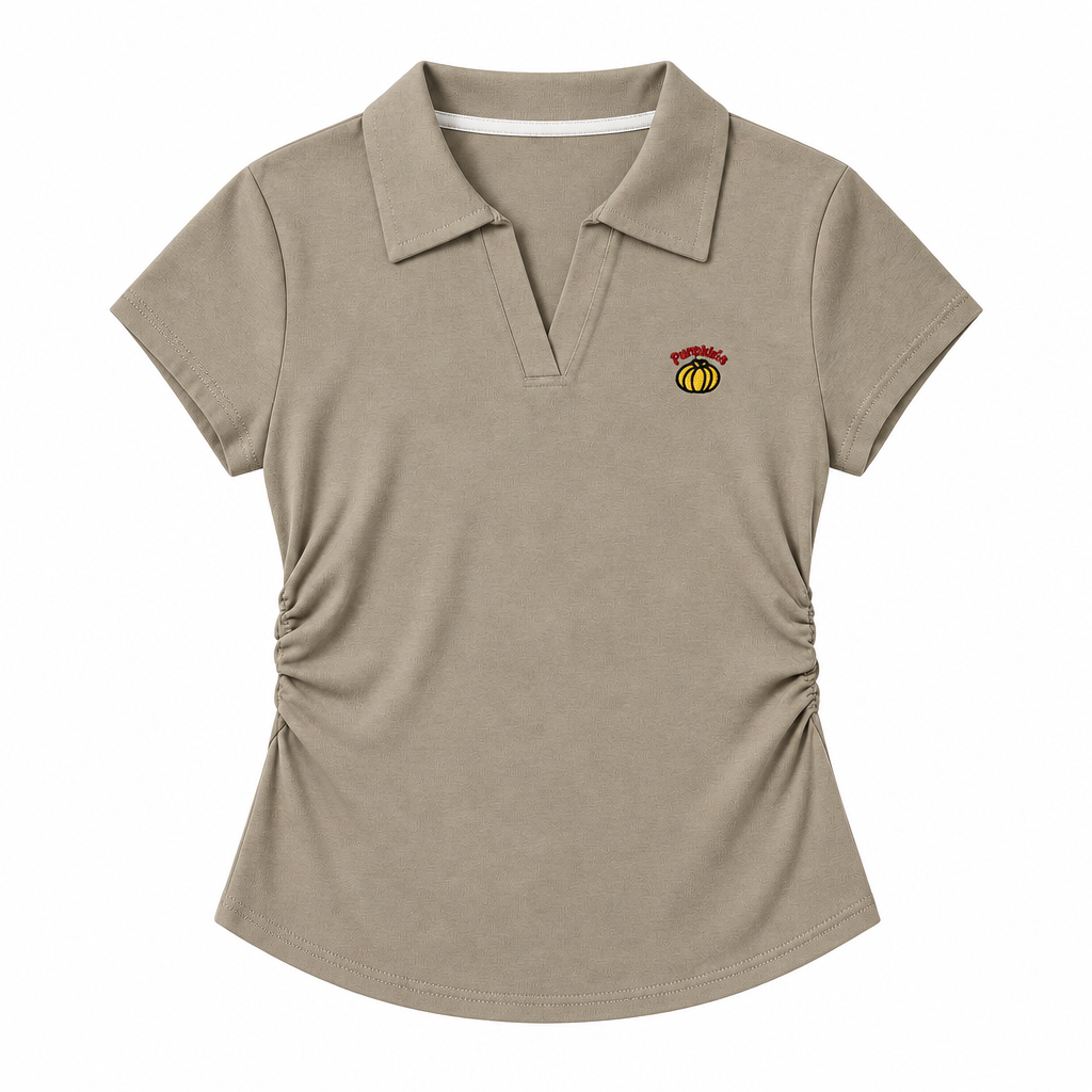 Fitted Polo T-Shirt with Side Ruching