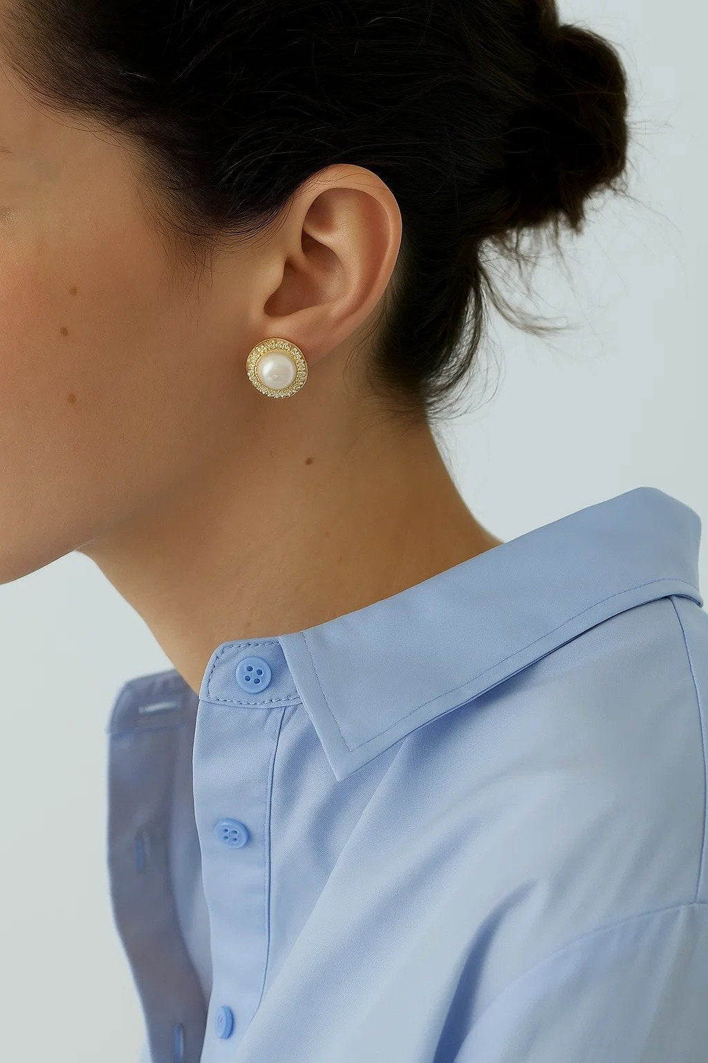 Halo Pearl Studs