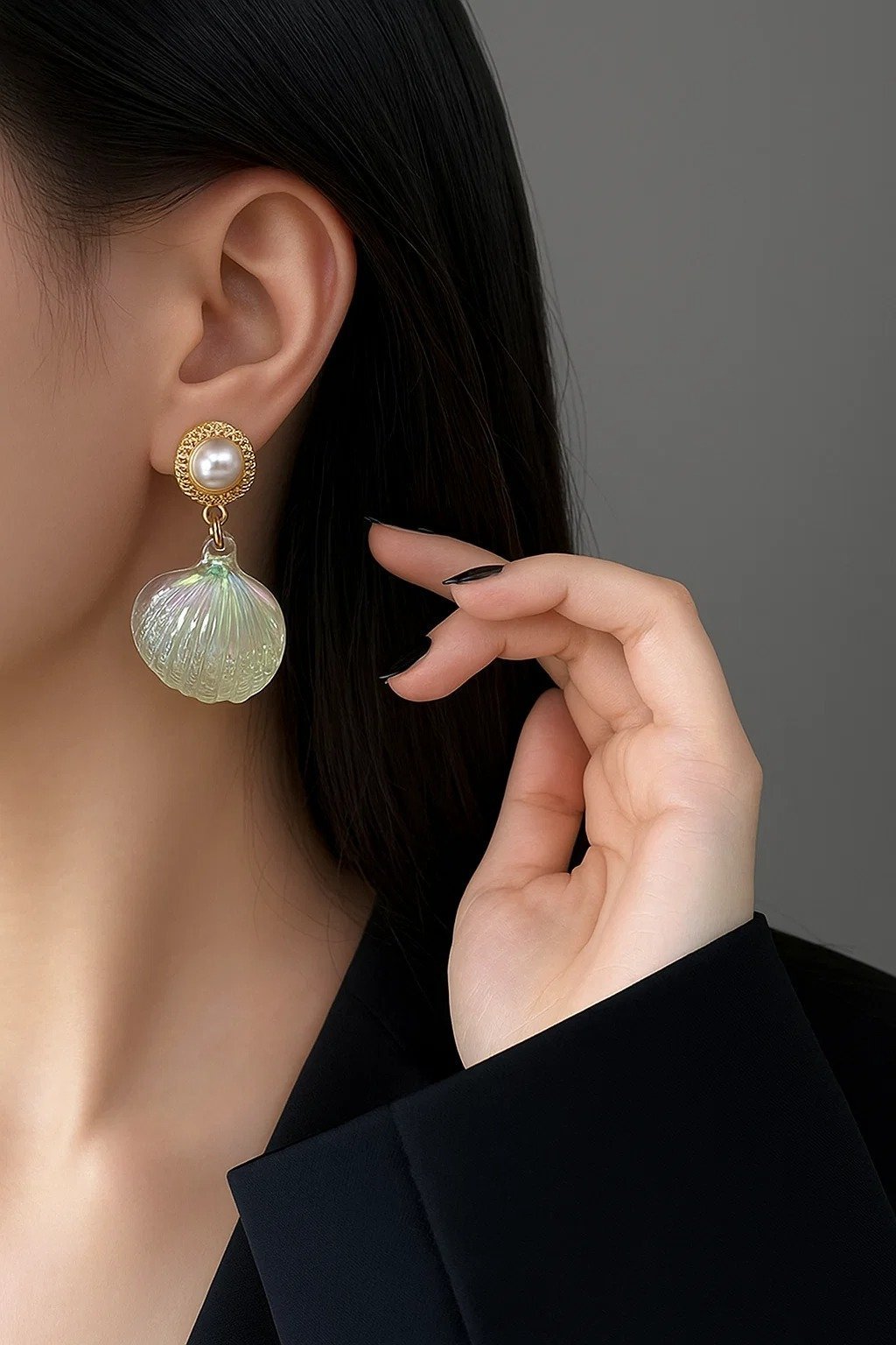 Pearl & Iridescent Shell Drops – Saaj For Her