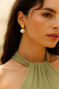 Golden Pearl Drop Earrings