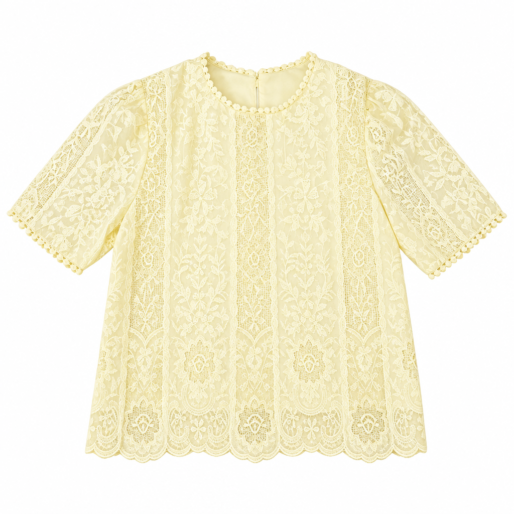 Lace Short-Sleeve Blouse