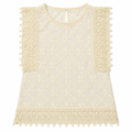 Lace and Cutwork Sleeveless Top Cream