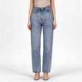 Medium-Wash High-Rise Straight-Leg Denim Jeans
