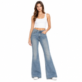 Medium-Wash Mid-Rise Full-Length Flare Jeans