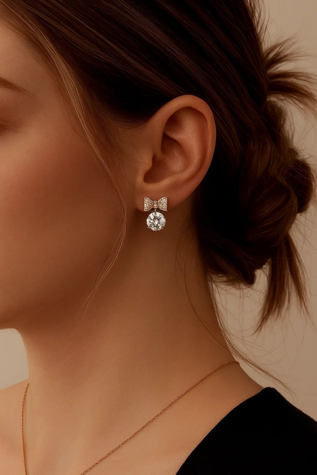 Pavé Bow Drop Studs