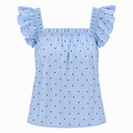 Polka Dot Cotton Shirt with Square Neckline