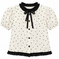 Polka Dot Ruffle-Collar Blouse