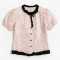 Polka Dot Short-Sleeve Blouse