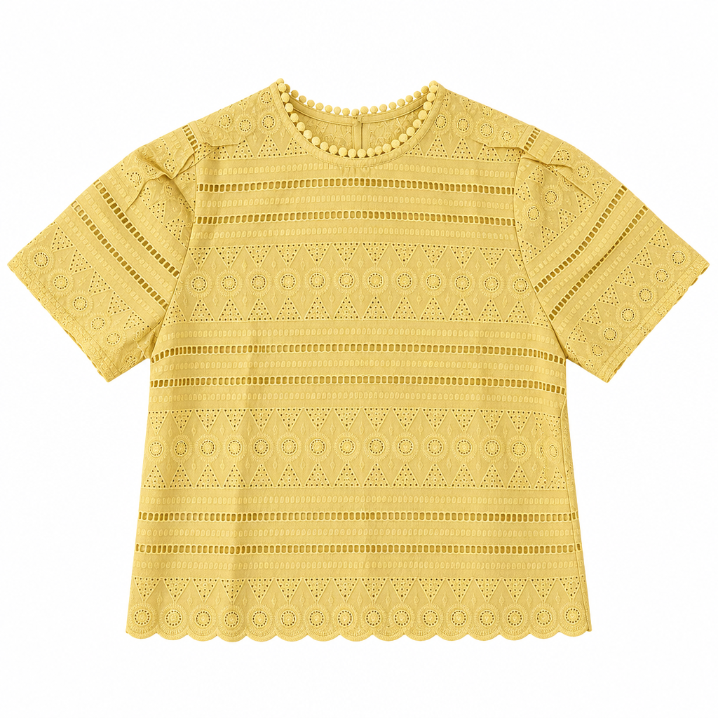 Short-Sleeve Eyelet Embroidered