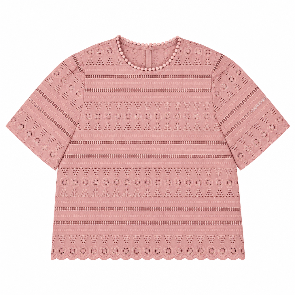 Short-Sleeve Eyelet Embroidered