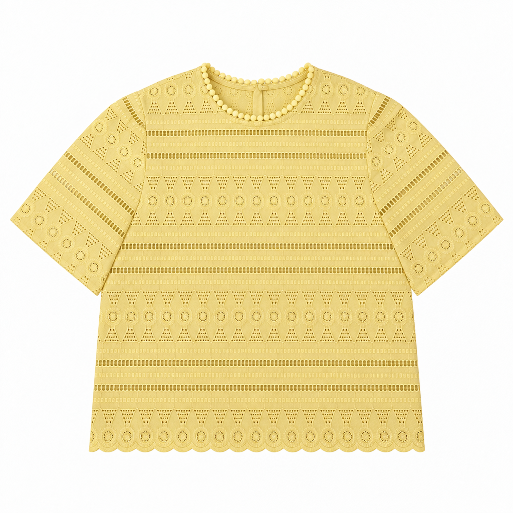 Short-Sleeve Eyelet Embroidered