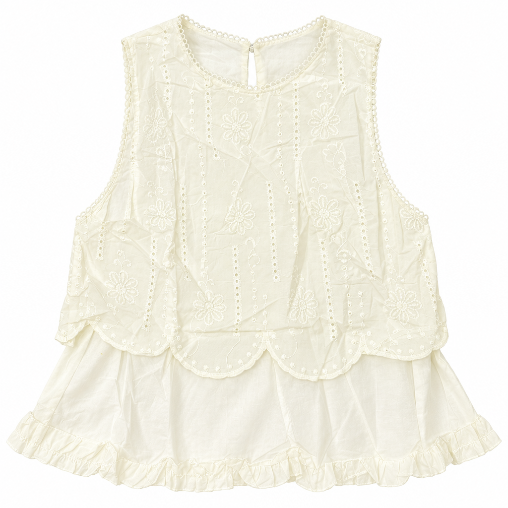 Sleeveless Eyelet Embroidered