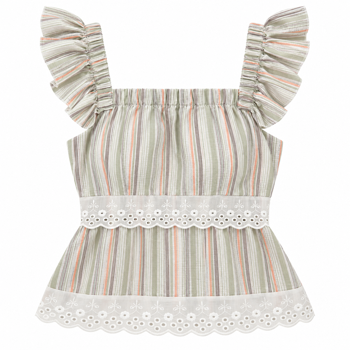 Sleeveless Tiered Blouse with Ruffled Straps