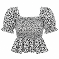 Square-Neck Peplum Blouse