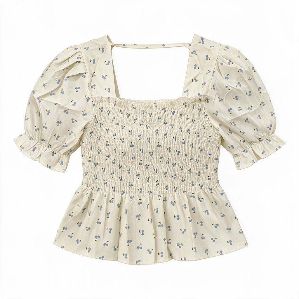Square-Neck Peplum Blouse