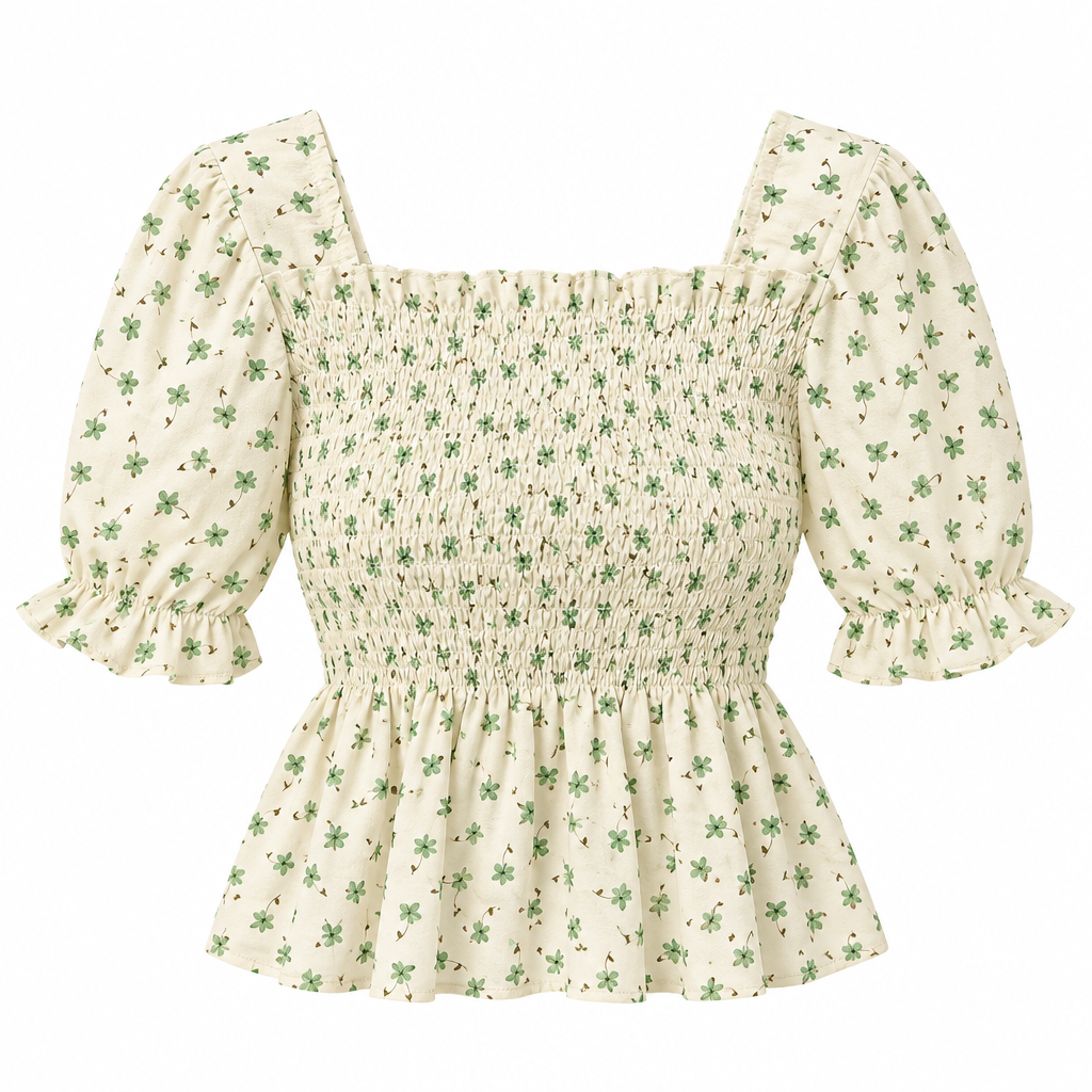 Square-Neck Peplum Blouse