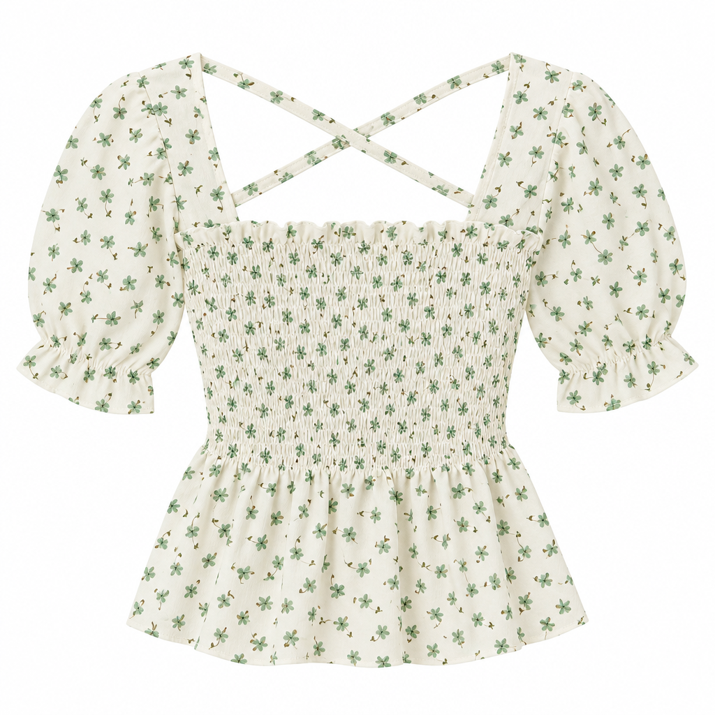 Square-Neck Peplum Blouse