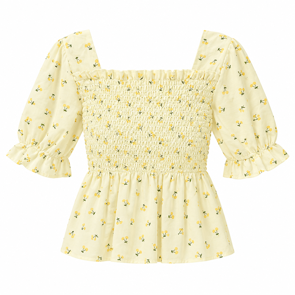 Square-Neck Peplum Blouse