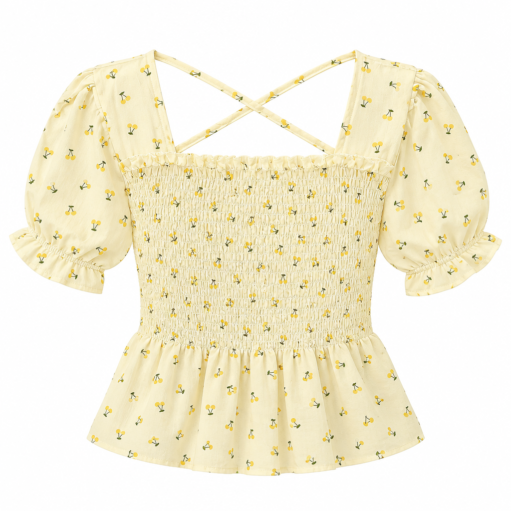 Square-Neck Peplum Blouse