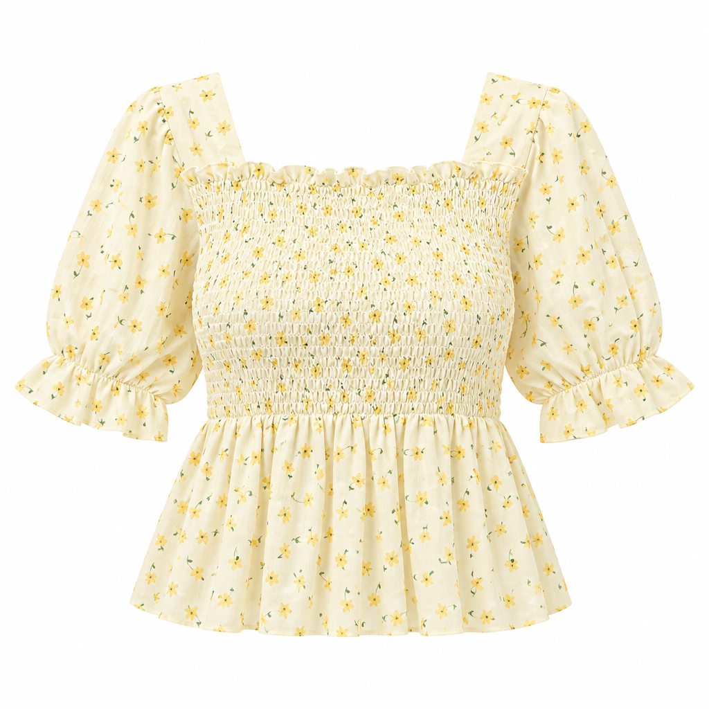 Square-Neck Peplum Blouse