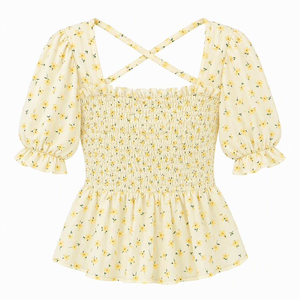 Square-Neck Peplum Blouse