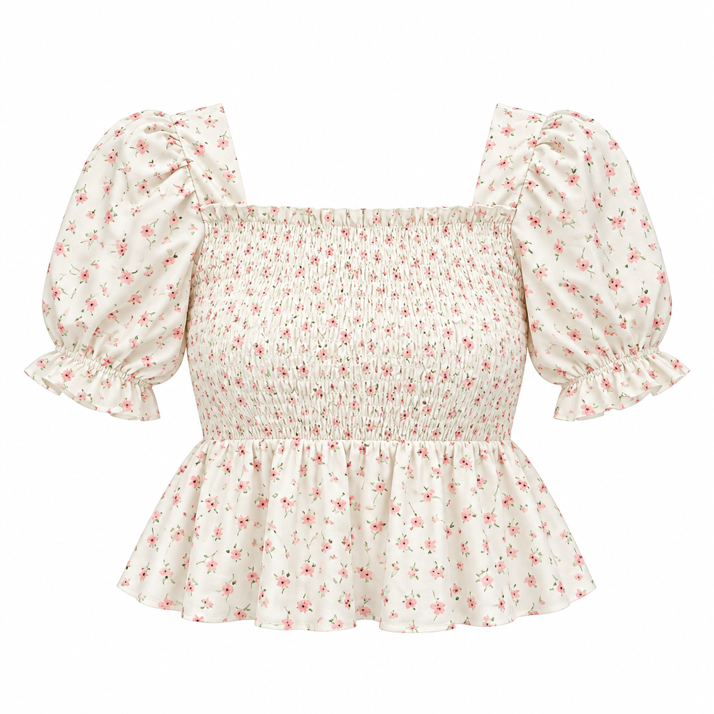 Square-Neck Peplum Blouse