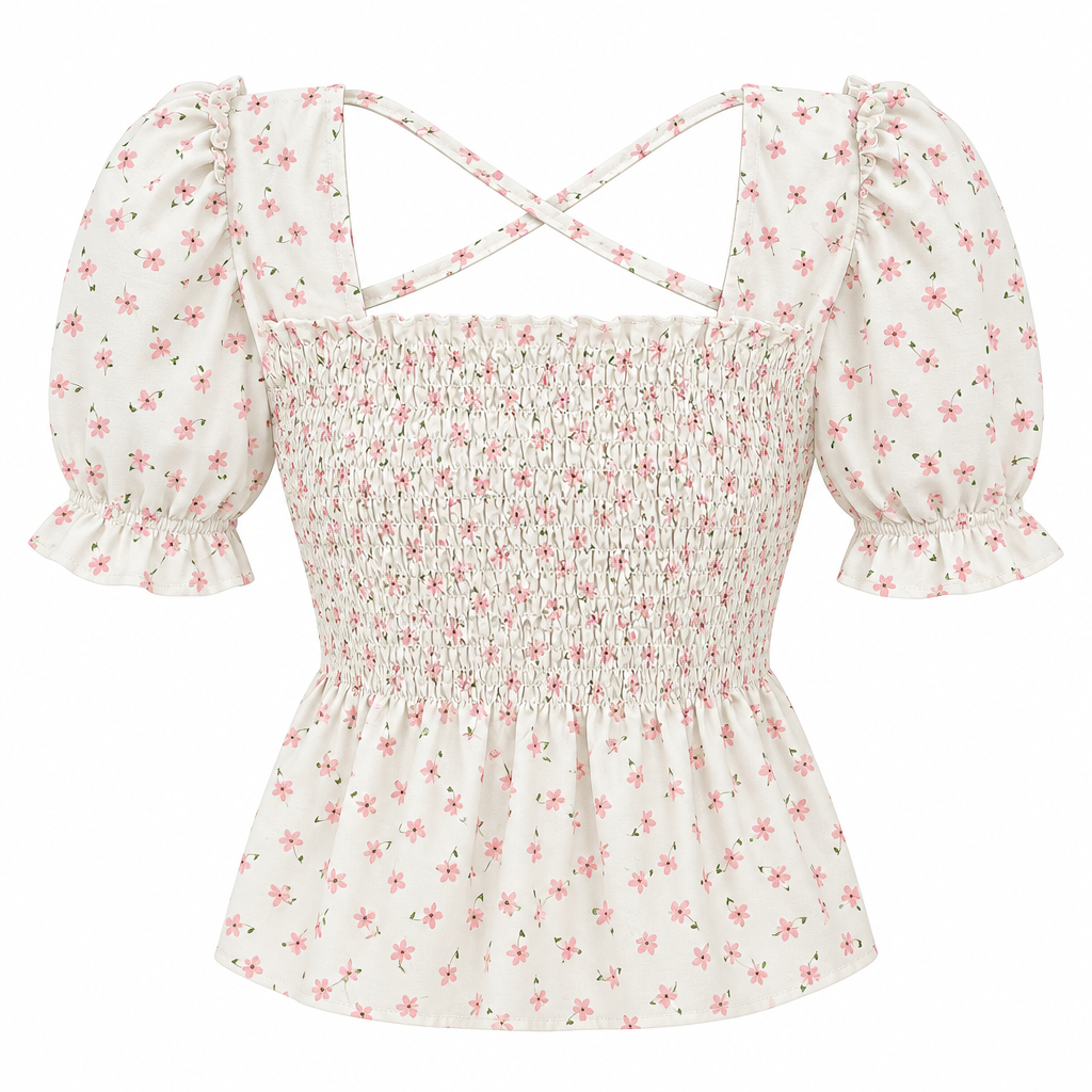 Square-Neck Peplum Blouse
