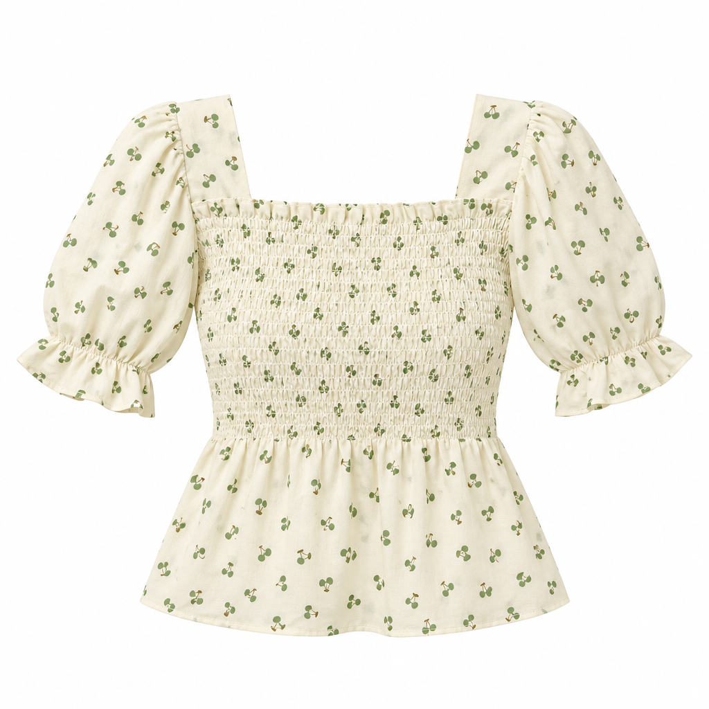 Square-Neck Peplum Blouse