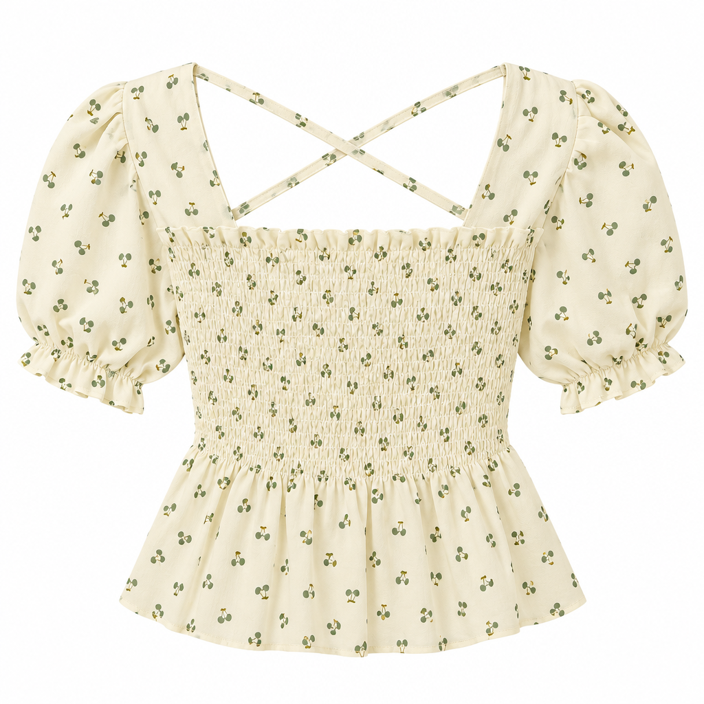 Square-Neck Peplum Blouse