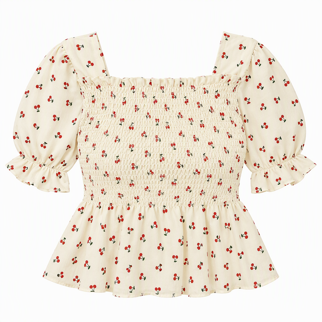 Square-Neck Peplum Blouse