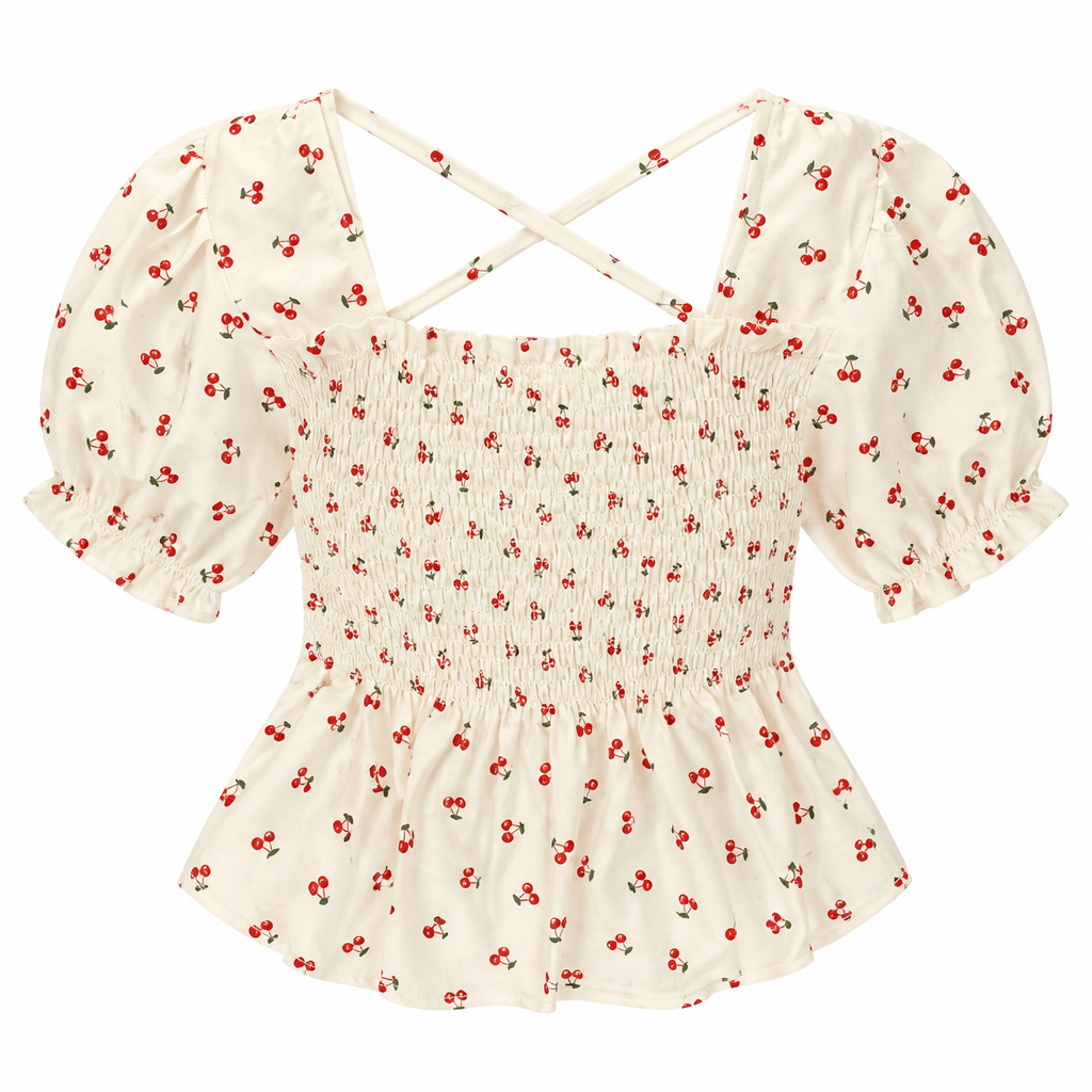 Square-Neck Peplum Blouse