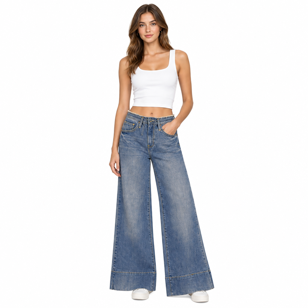 Sun Bleached Blue Wide-Leg Jeans