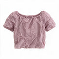 Textured Short-Sleeve Blouse
