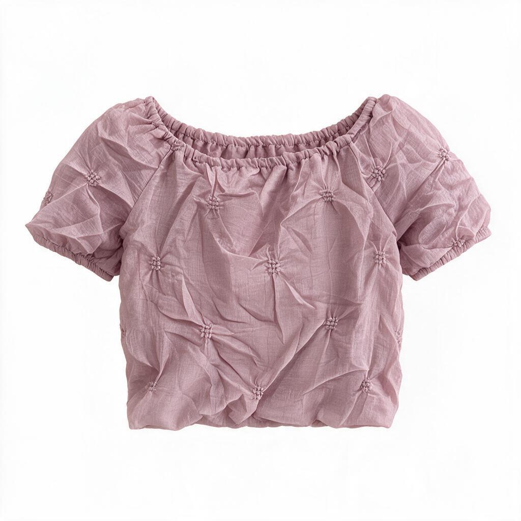 Textured Short-Sleeve Blouse