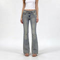 Vintage Acid-Wash Low-Rise Flare Jeans