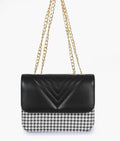 Black houndstooth chain cross-body bag
