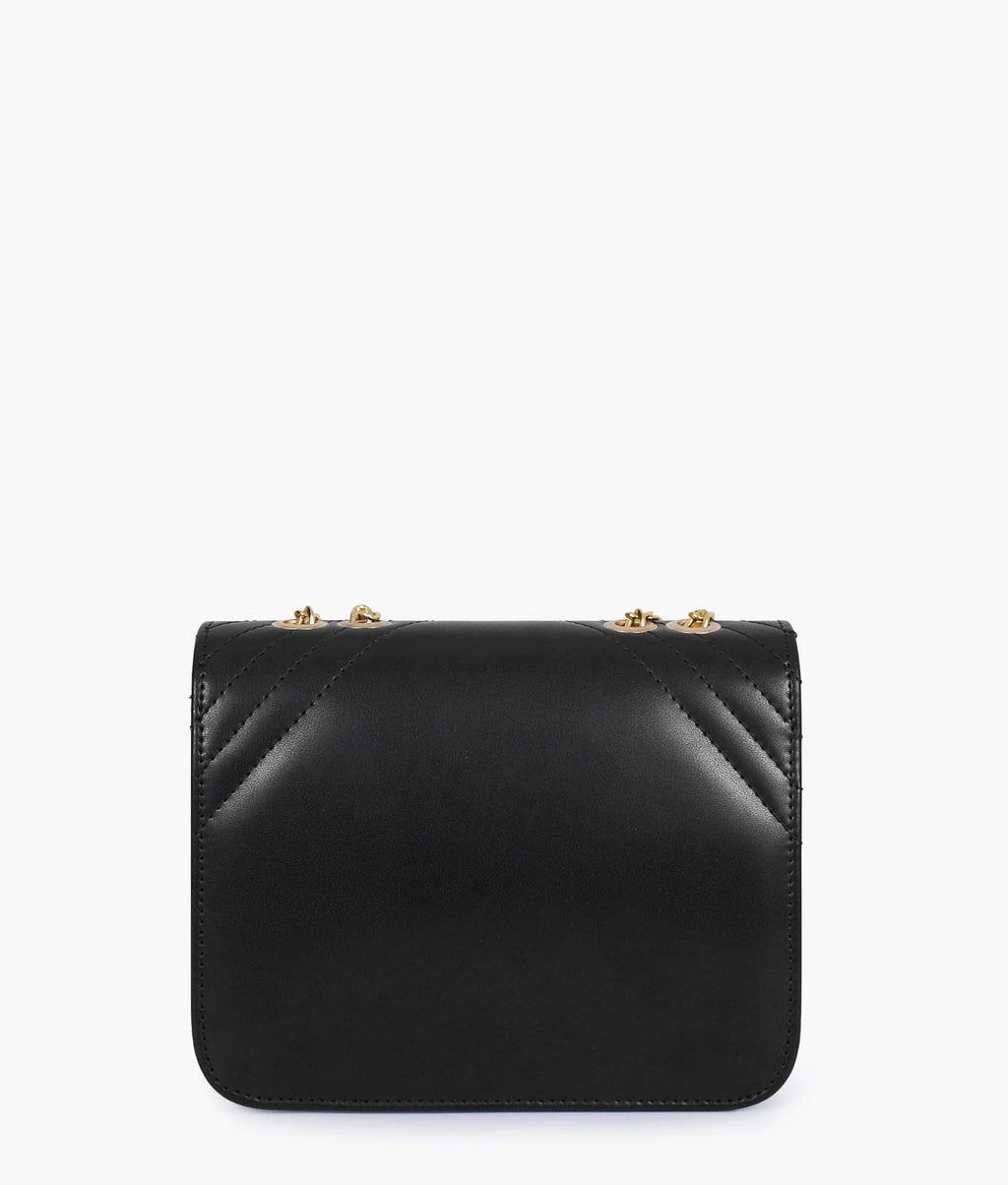 Black houndstooth chain cross-body bag