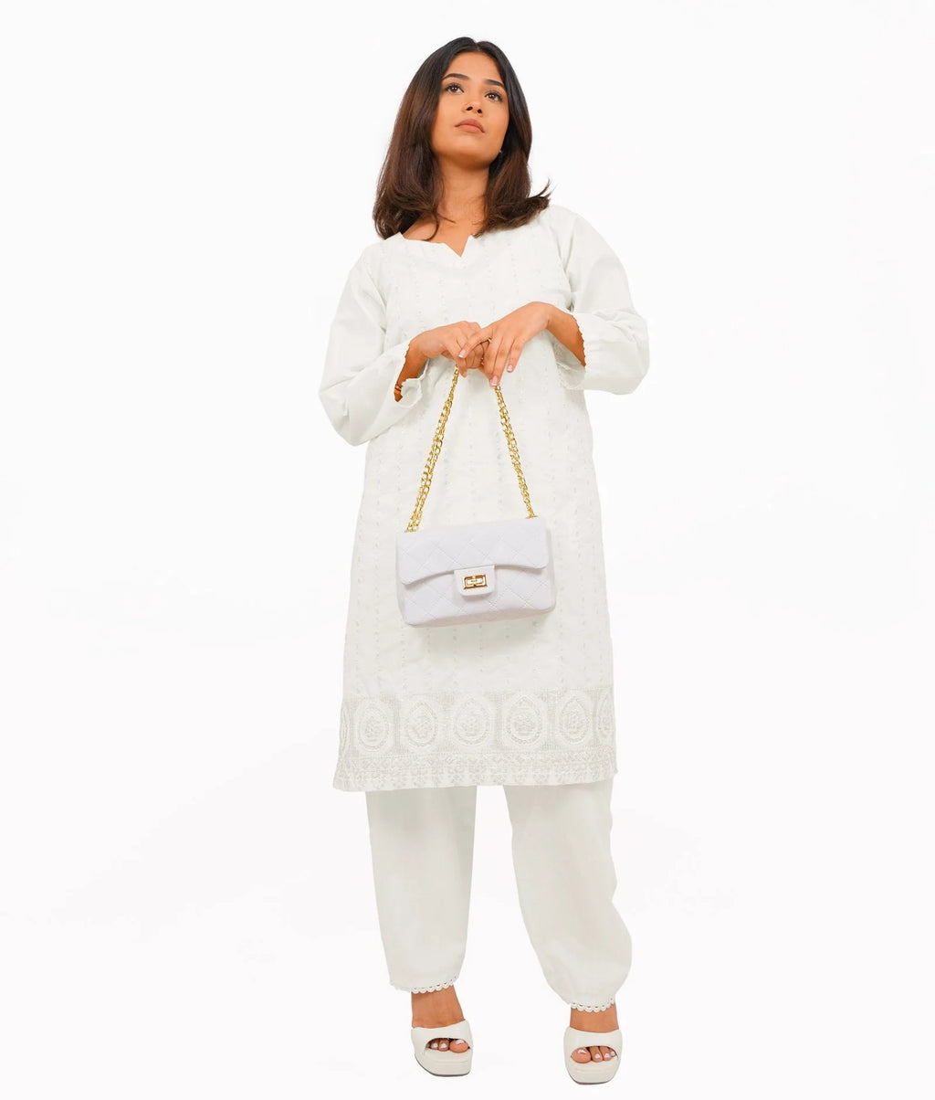 White quilted mini bag with chain