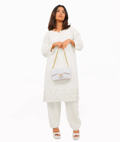White quilted mini bag with chain