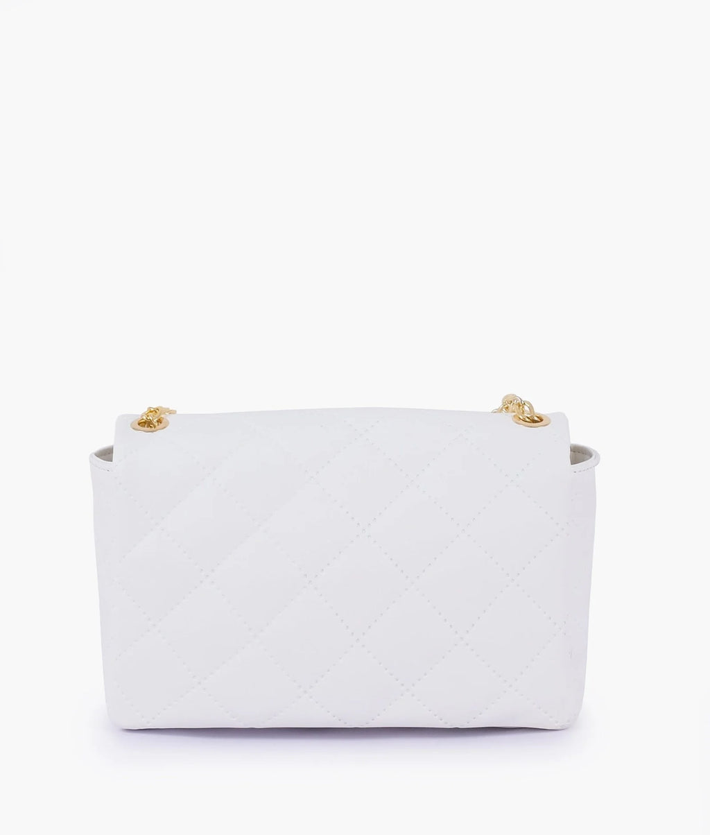 White quilted mini bag with chain