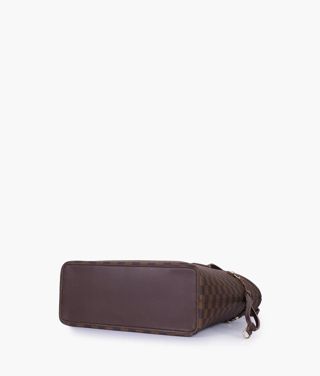 Dark brown checkered neverfull tote bag