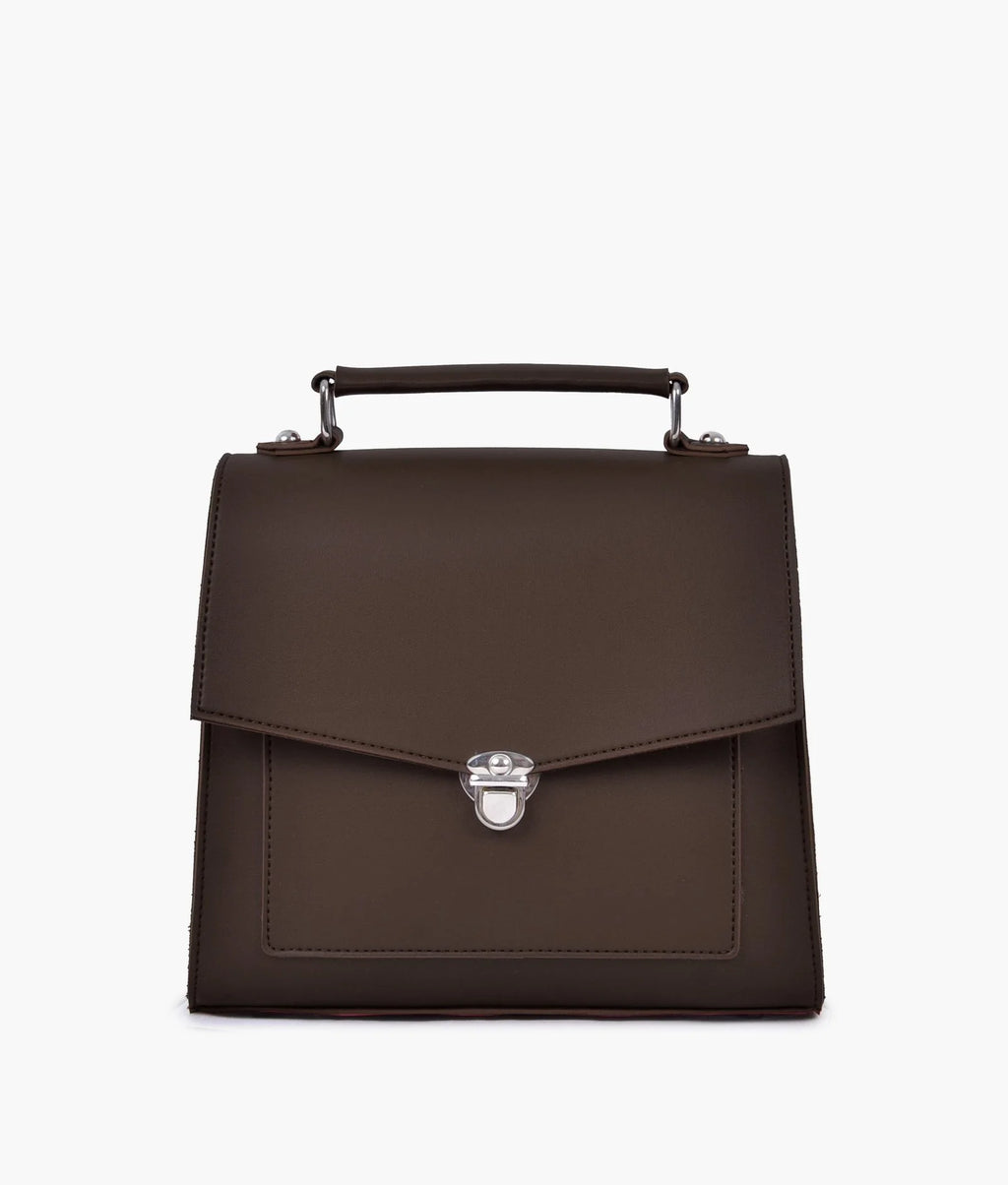 Dark brown push-lock messenger bag