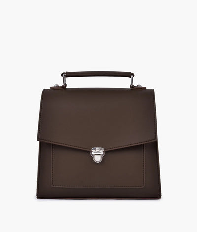 Dark brown push-lock messenger bag